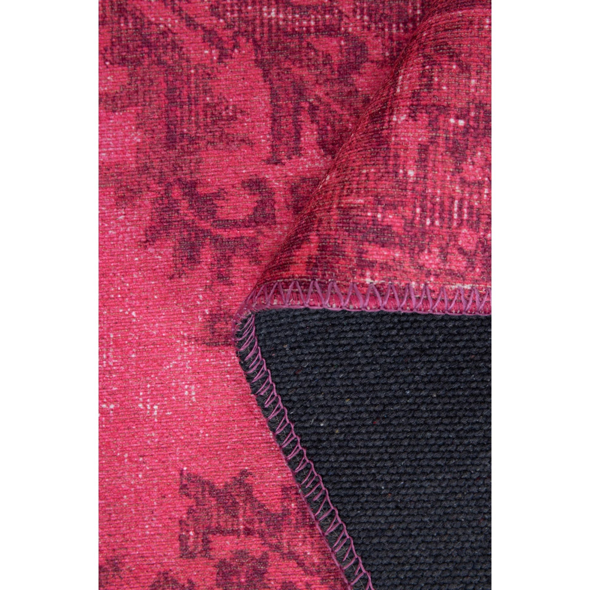 Plymouth Fuşya Eskitme Pamuk Dijital Baskı Dekoratif Halı Artloop