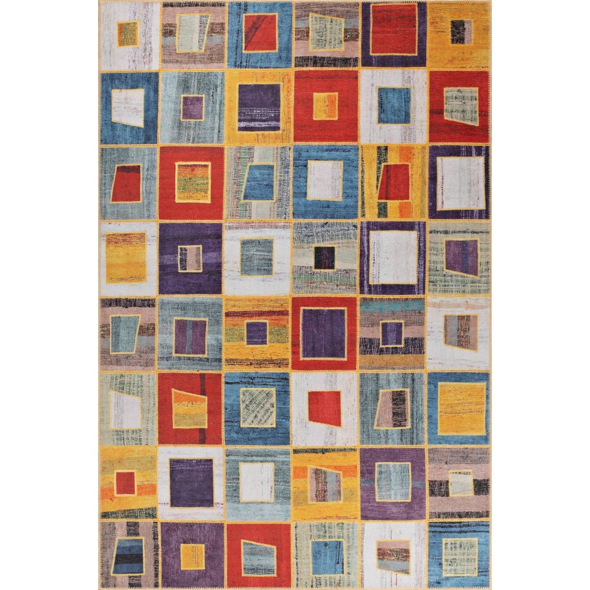 Peterborough Çokrenkli Patchwork Pamuk Dijital Baskı Dekoratif Halı Artloop