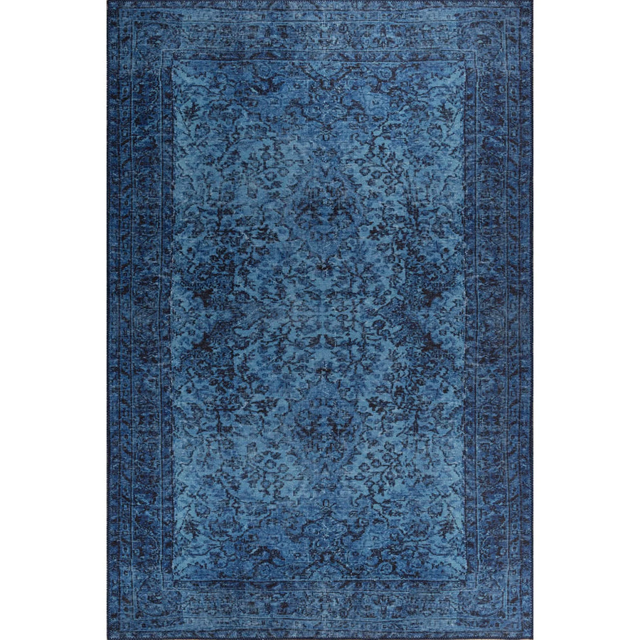 Blue Medallion Distressed Area Rug – in the living room