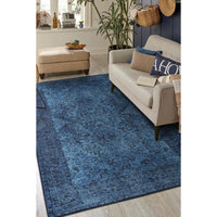 Blue Medallion Distressed Area Rug