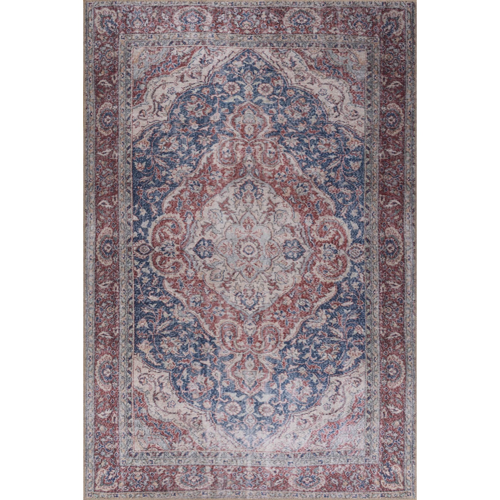 Manchester Bordo Oryantal Desen Pamuk Dijital Baskı Dekoratif Halı Artloop