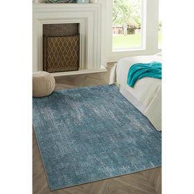 Mavi Bohem Dekoratif Halı - Yıkanabilir - Kaymaz Taban - Pati Dostu