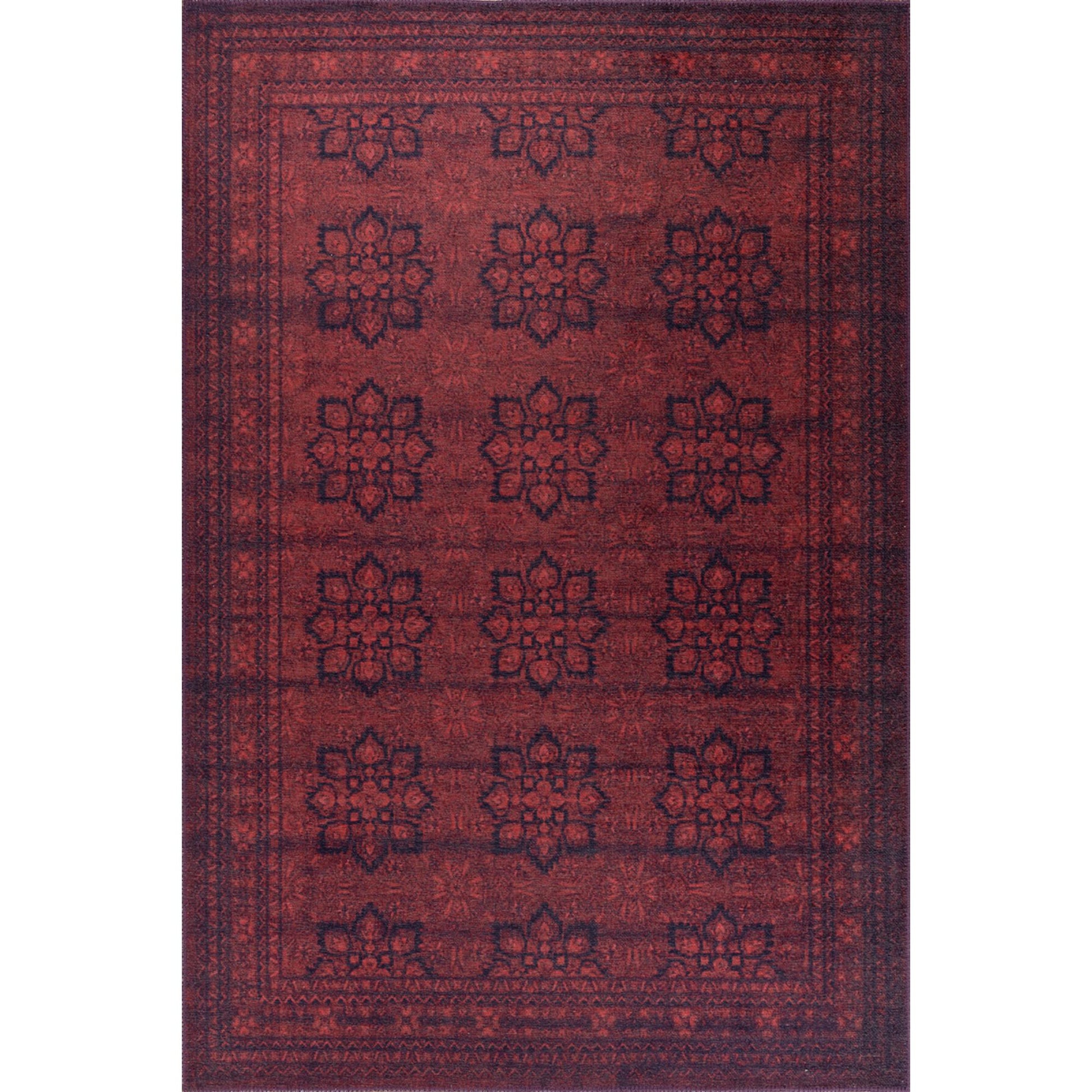 Liverpool Kırmızı Eskitme Pamuk Dijital Baskı Dekoratif Halı Artloop