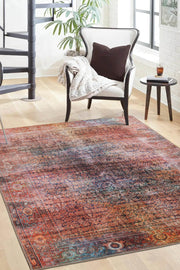 Oxford Turuncu Eskitme Pamuk Dijital Baskı Dekoratif Halı Artloop