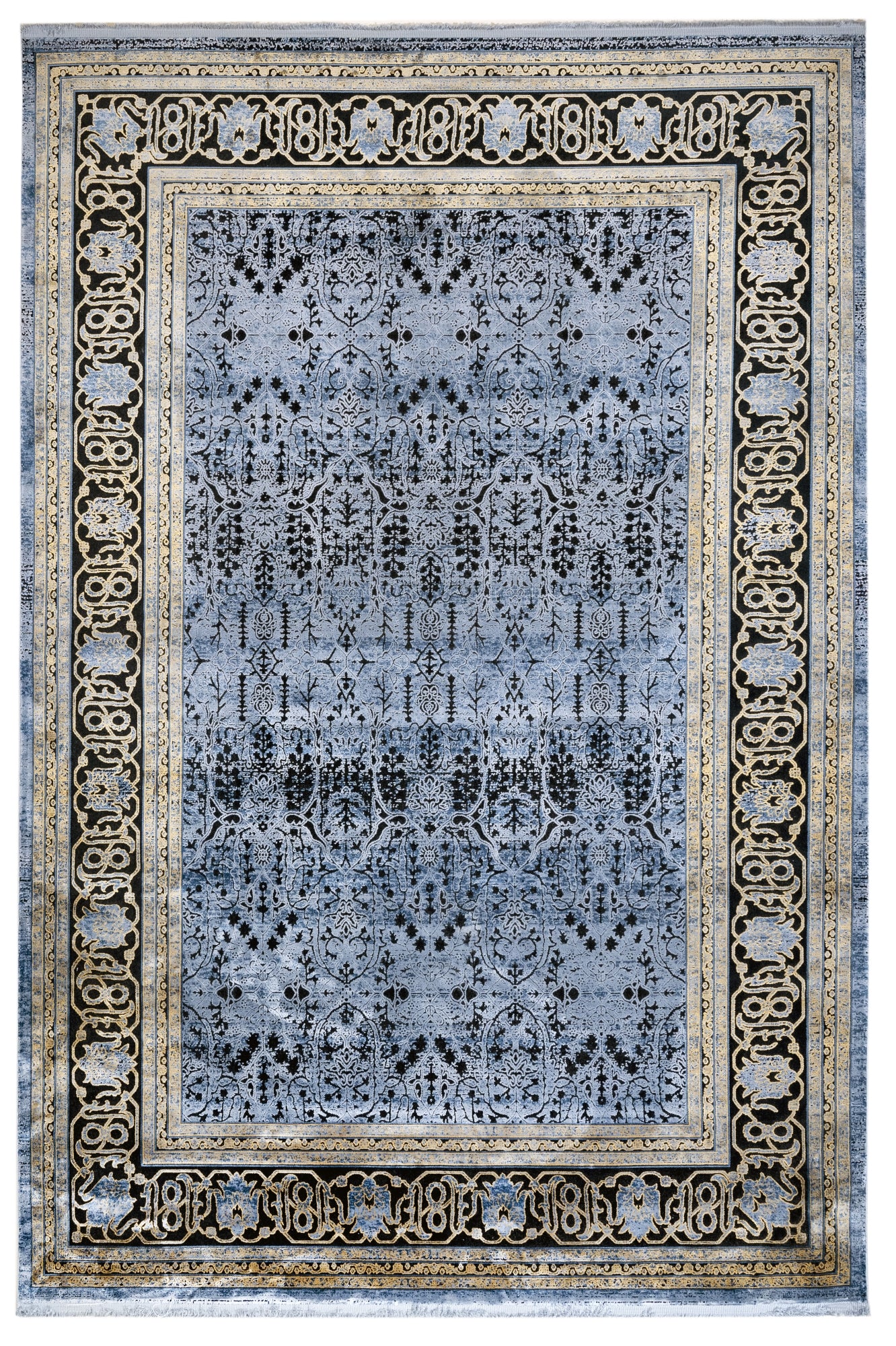 Hollyhock Lacivert Eskitme Viskon Makine Halısı Artemis