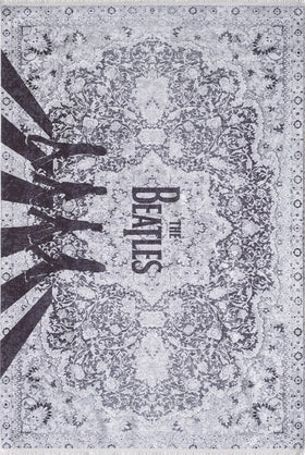 Beyaz Gri Klasik Desenli Modern Halı - Yıkanabilir - Kaymaz Taban - Pati Dostu