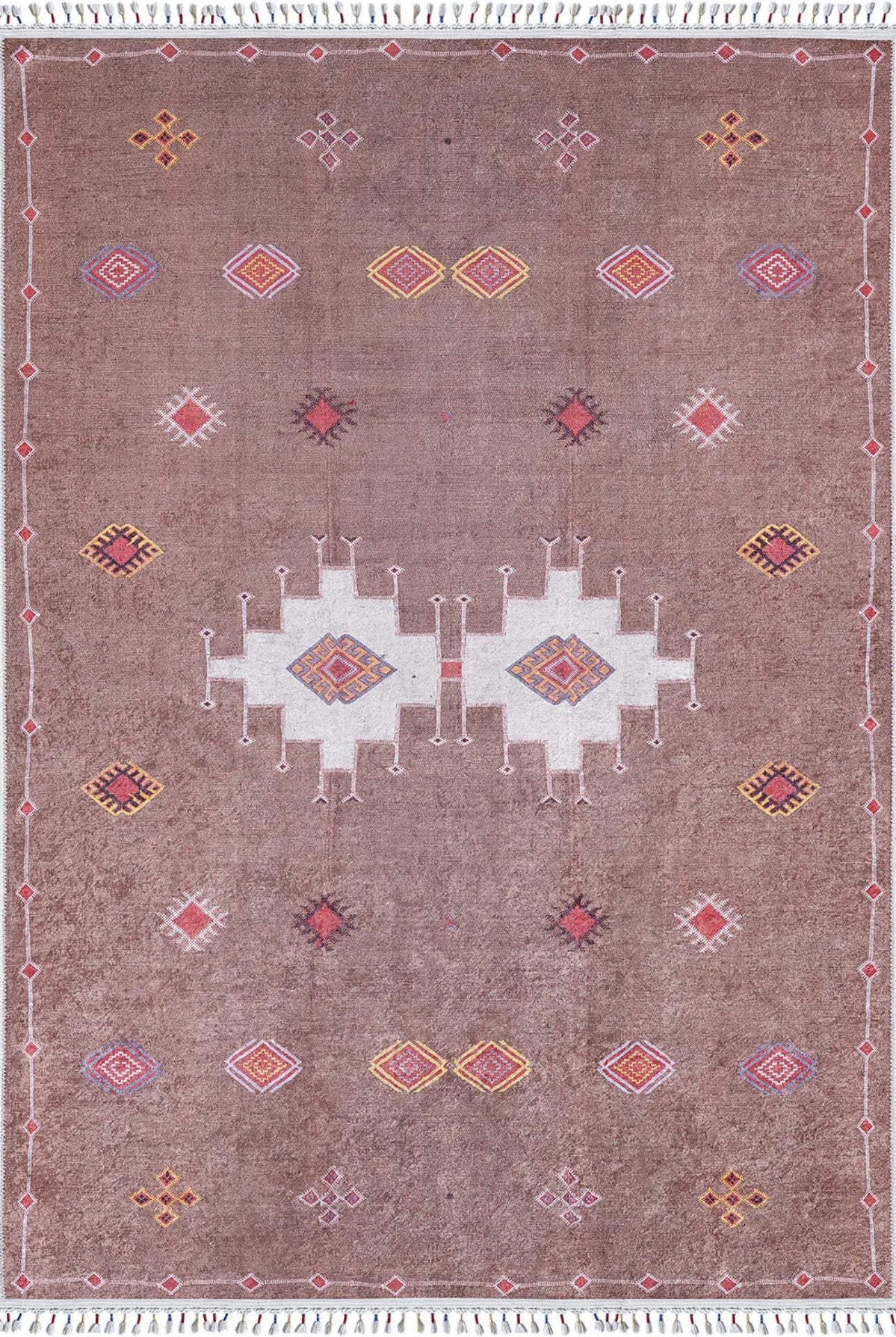 Miedzylesie Kahverengi Geometrik Dijital Baskı Halı Halınet