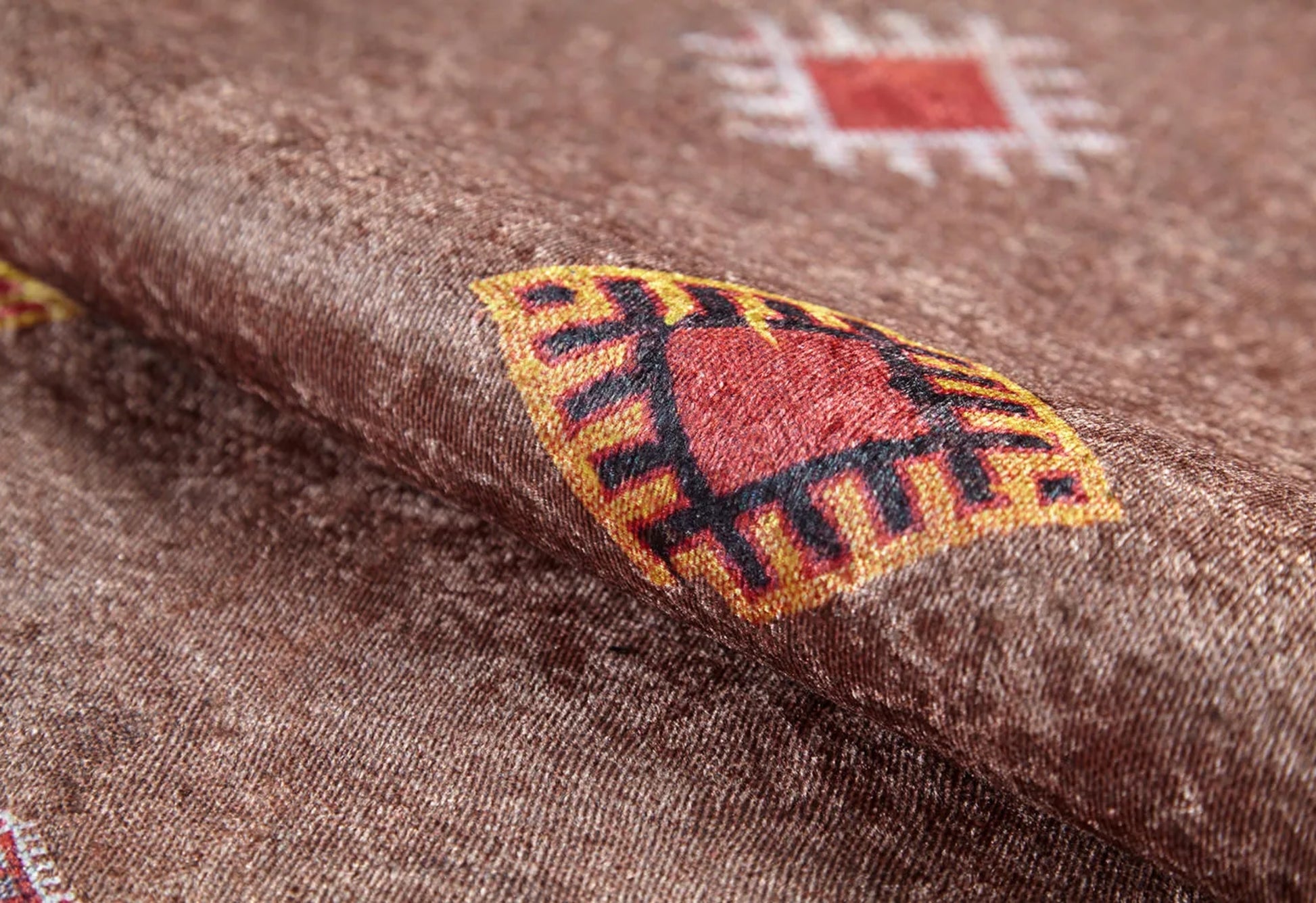 Miedzylesie Kahverengi Geometrik Dijital Baskı Halı Halınet