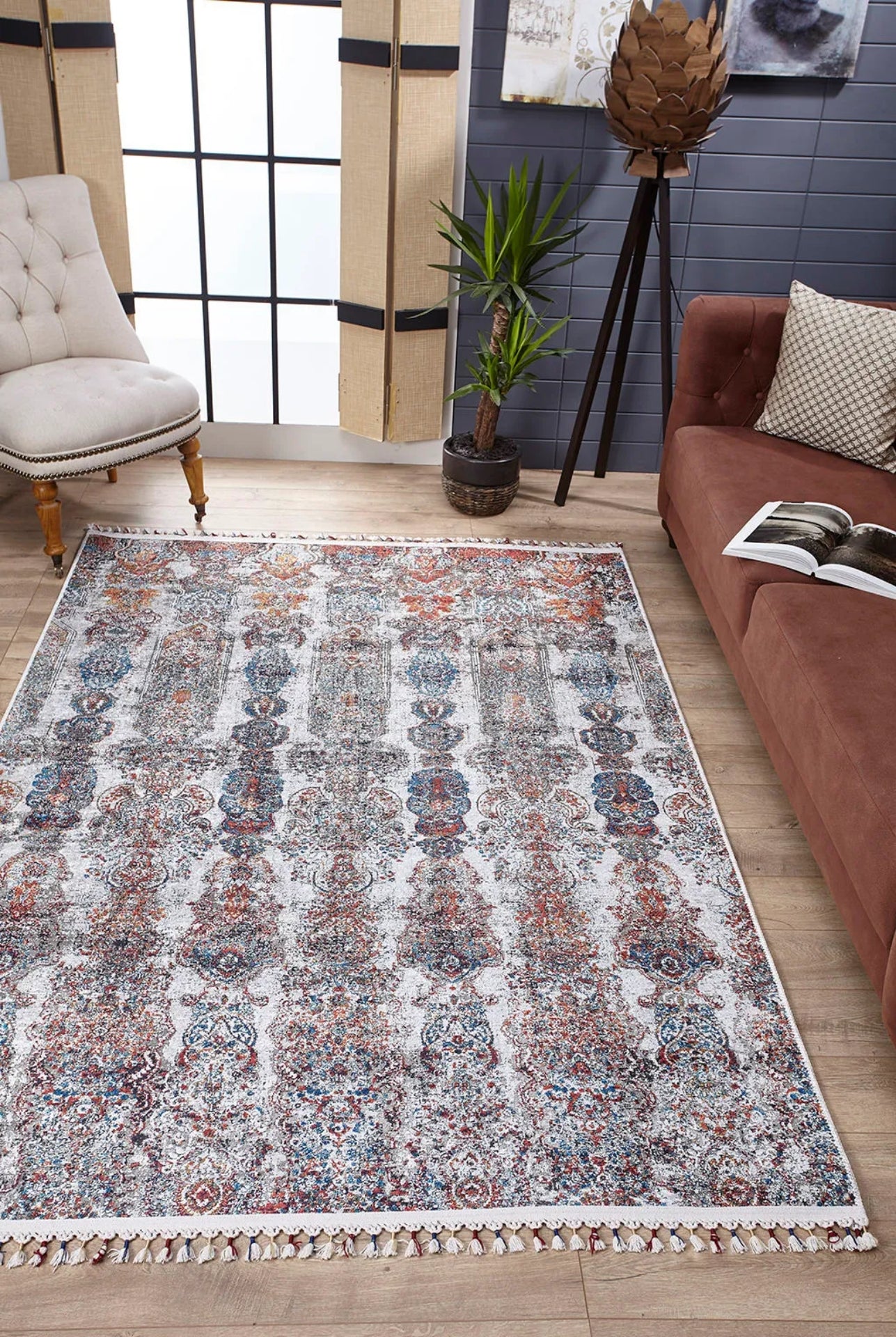 Miedzyrzec Gri Klasik Dijital Baskı Halı Halınet