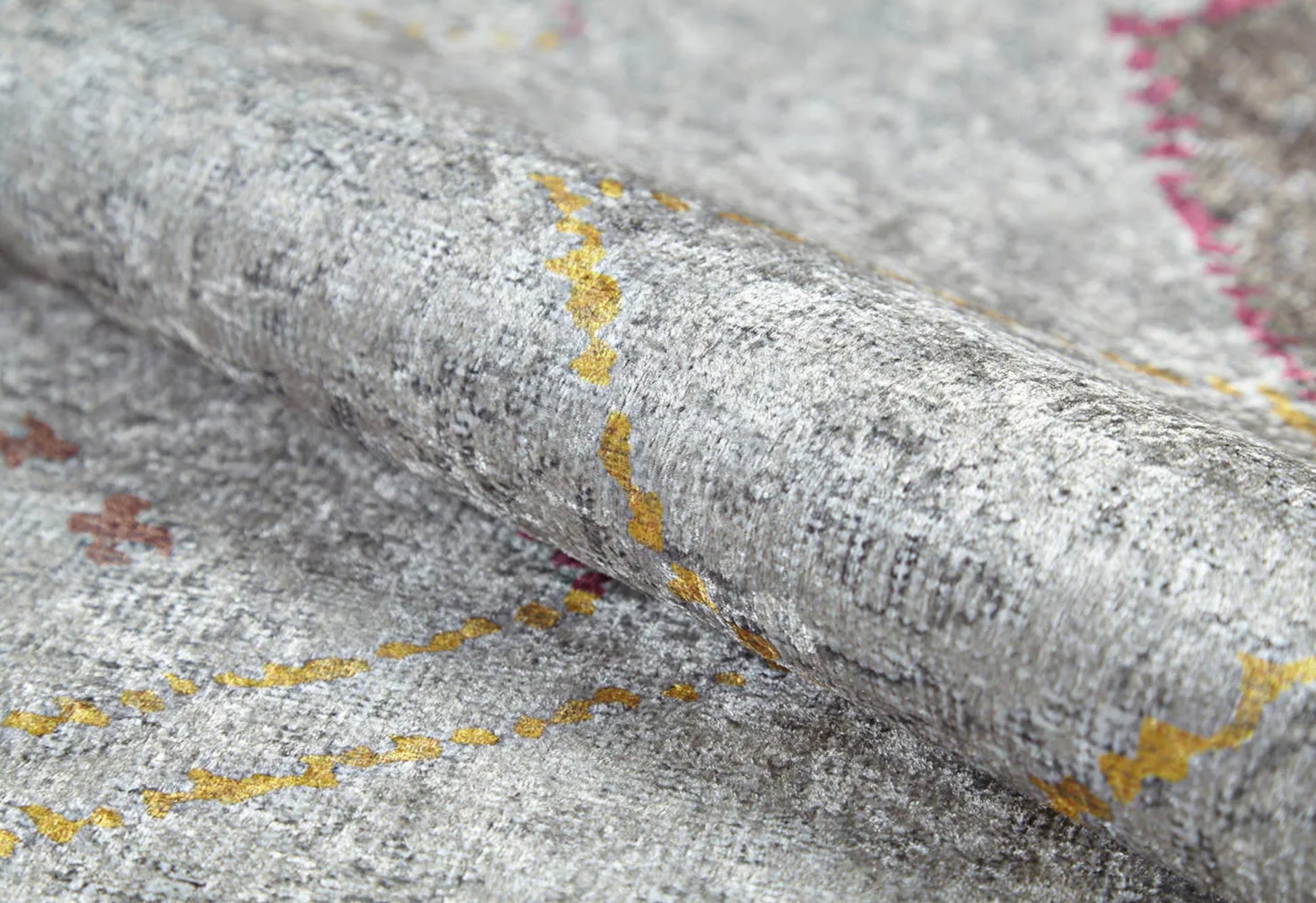 Mazowiecki Gri Geometrik Dijital Baskı Halı Halınet