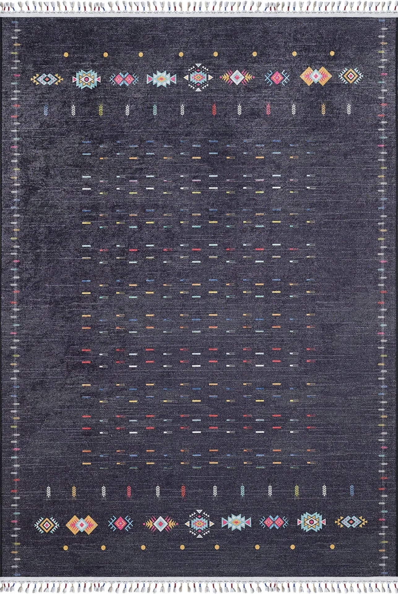 Siyah Modern Halı - Yıkanabilir - Kaymaz Taban - Pati Dostu