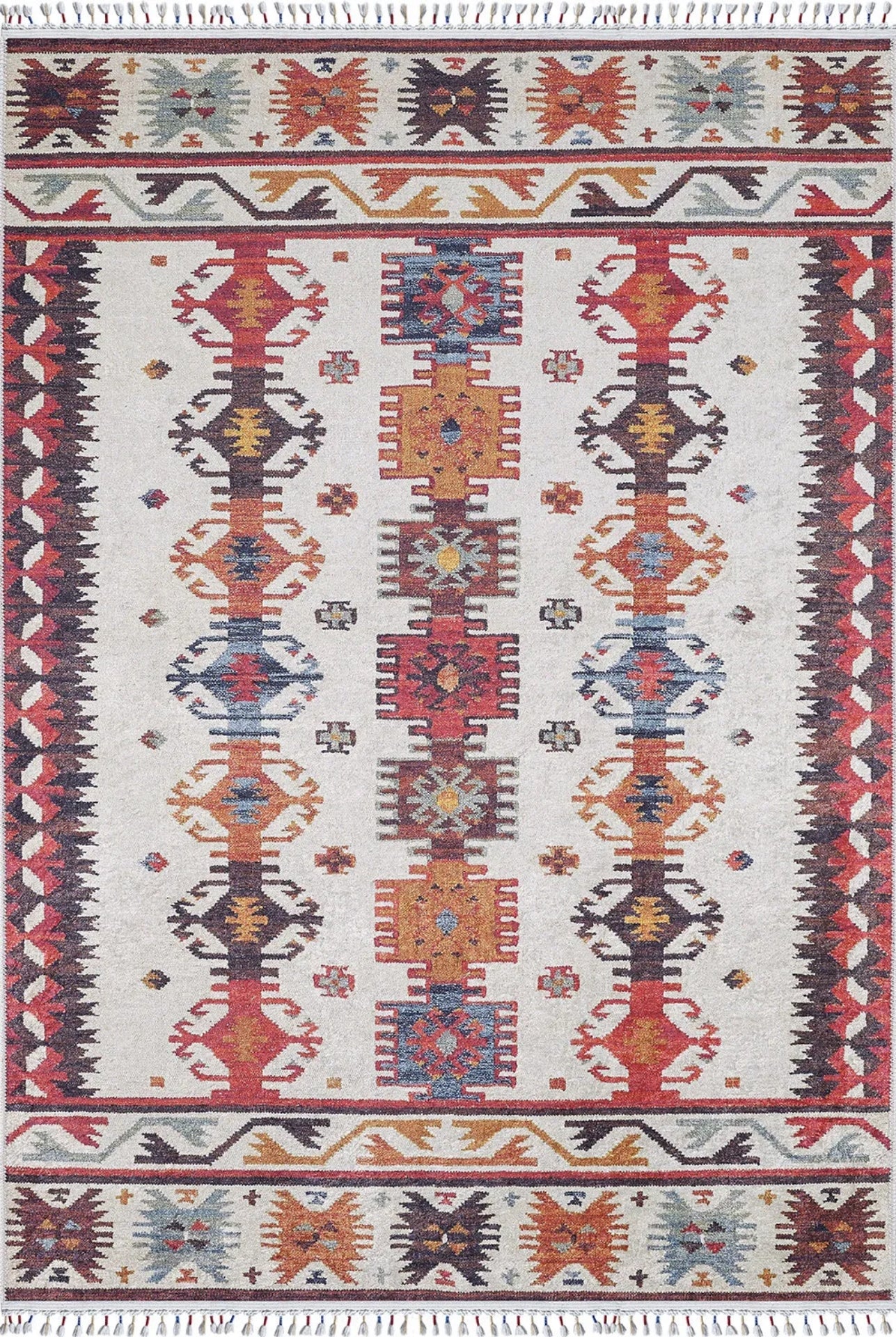 Karpacz Kırmızı Geometrik Dijital Baskı Halı Halınet