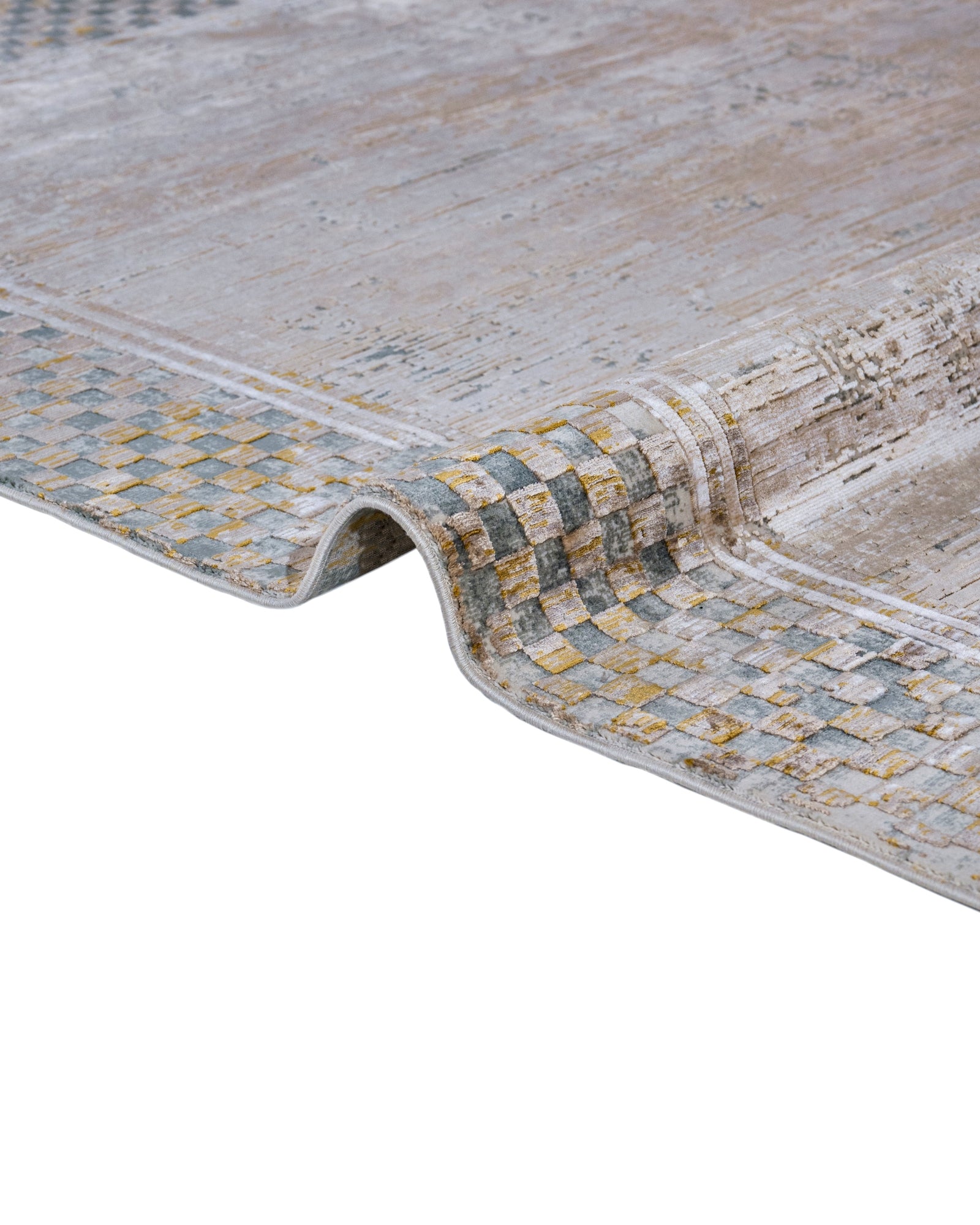 Daffodils Gold Çerçeveli Viskon Makine Halısı Artemis