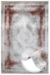 Light Gray Cream Distressed Living Room Rug - Acrylic Machine Woven
