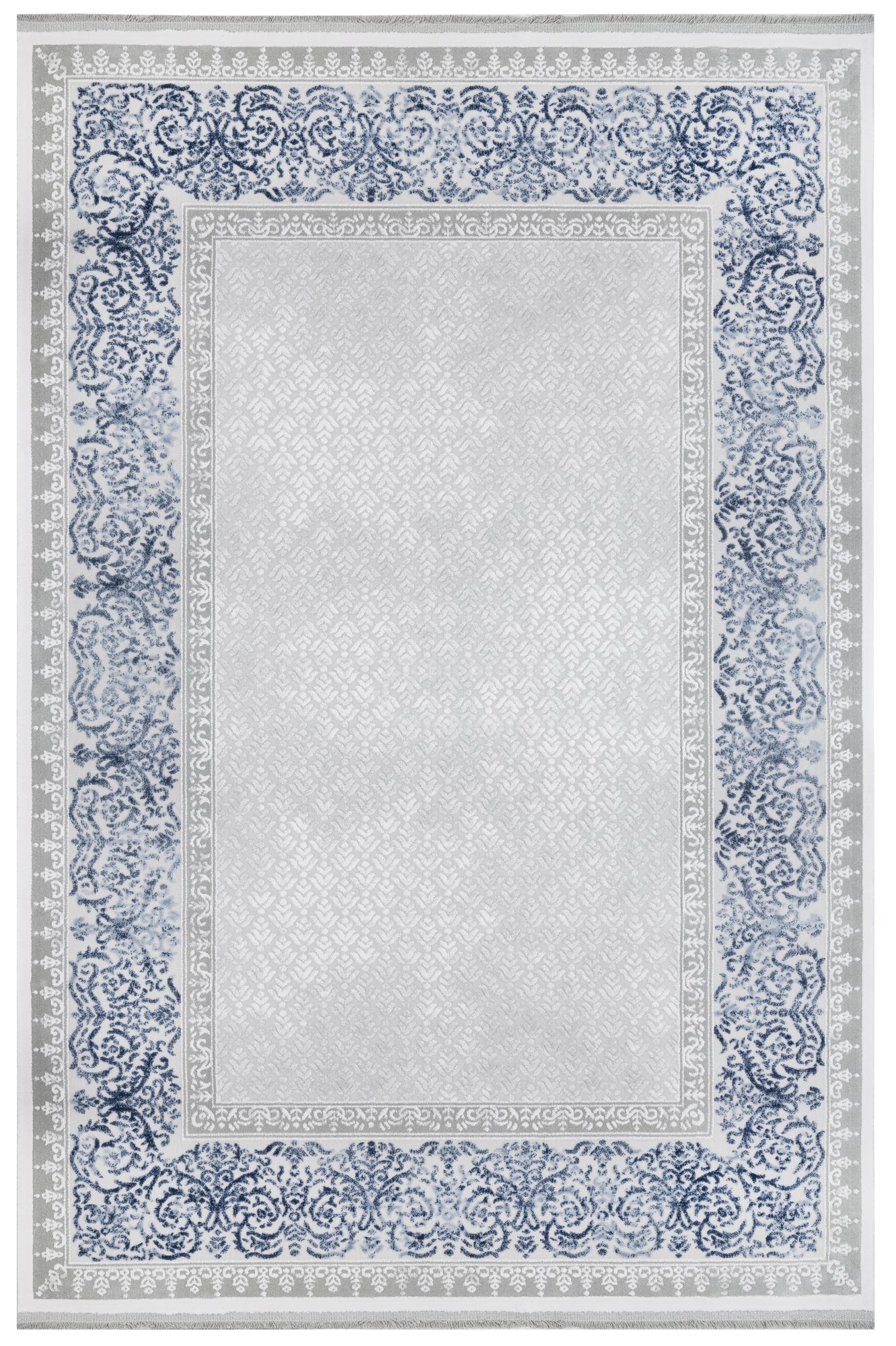 Dahlias Mavi Çerçeveli Akrilik Makine Halısı Artemis