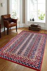 Red Blue Classic Living Room Rug - Polyester