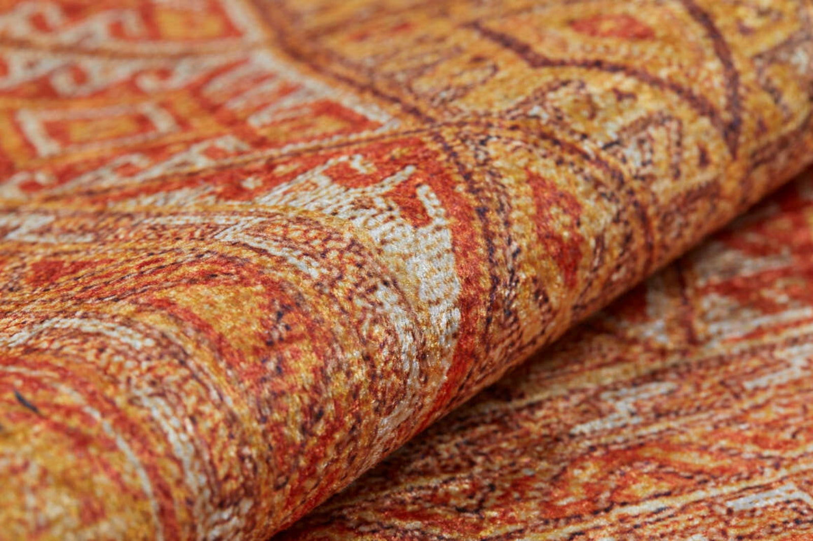 Domodedovo Turuncu Geometrik Dijital Baskı Halı Halınet