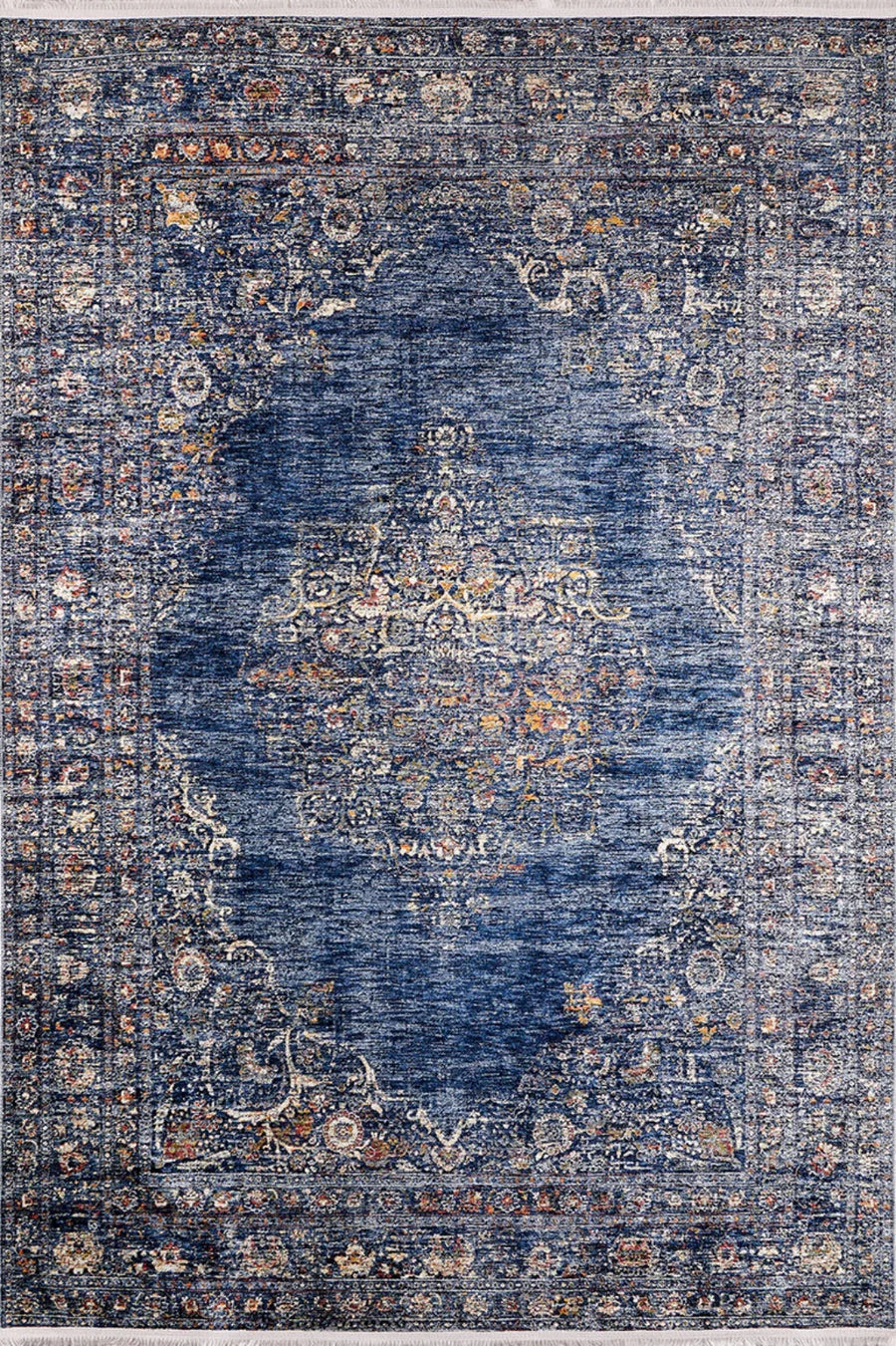 Blue and Beige Medallion Area Rug 160x180 cm (5'3" x 5'11") – image 2