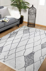 Light Gray Black Modern Geometric Kitchen Rug Diamond - Polyester Digital Printing