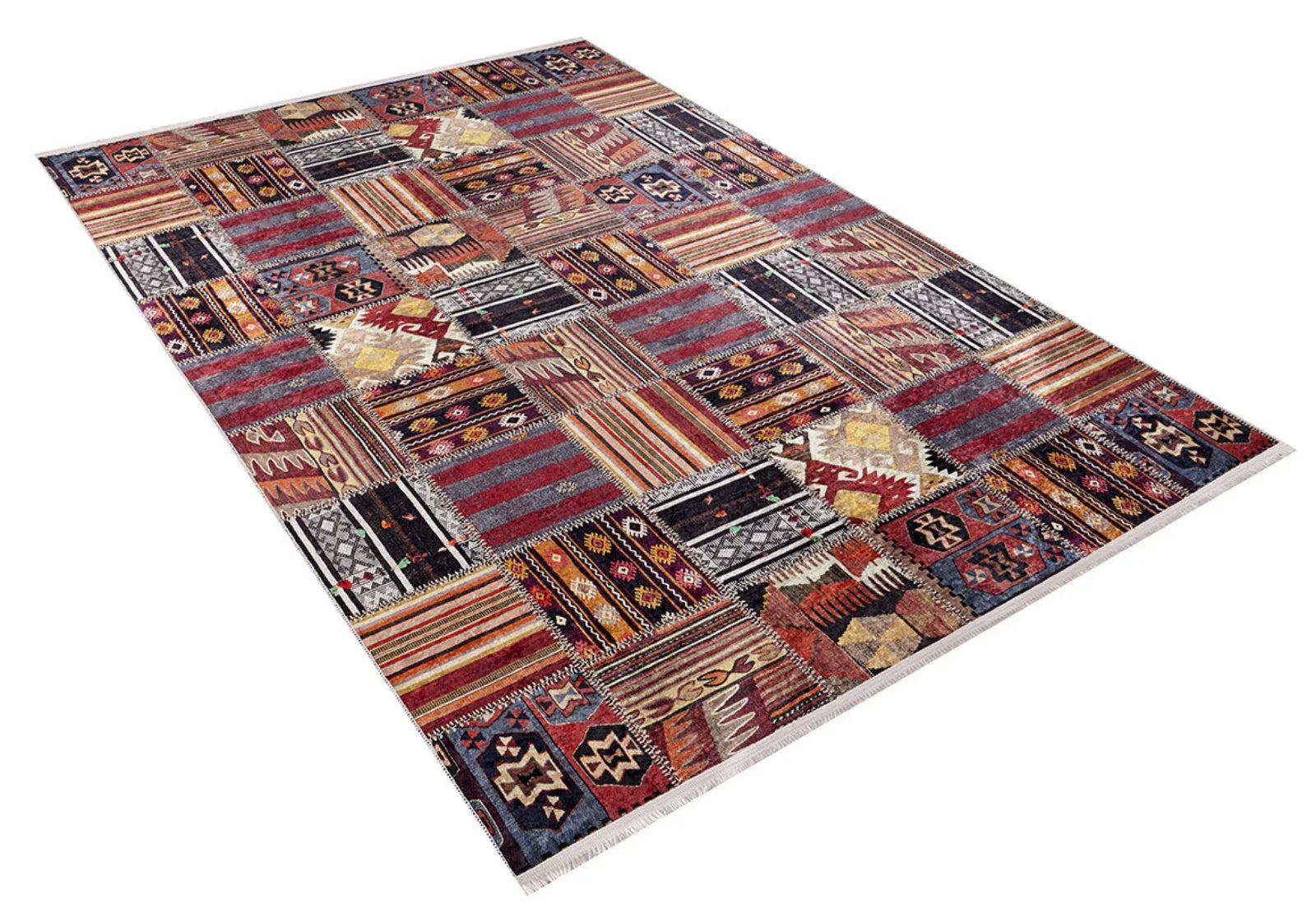Renkli Geometrik Modern Halı - Yıkanabilir - Kaymaz Taban - Pati Dostu