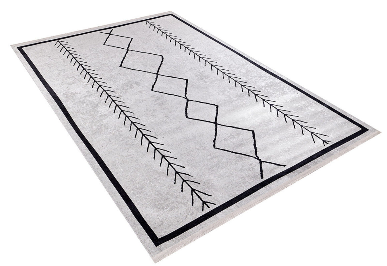 Kuznetsk Gri Geometrik Dijital Baskı Halı Halınet