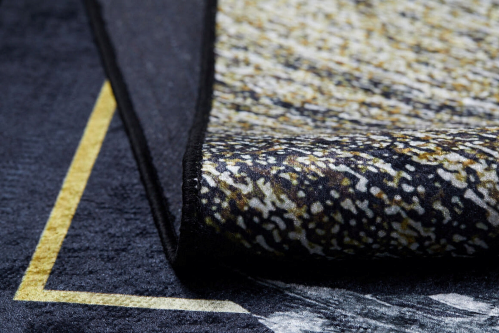 Beyaz Gri Modern Çerçeveli Halı - Yıkanabilir - Kaymaz Taban - Pati Dostu