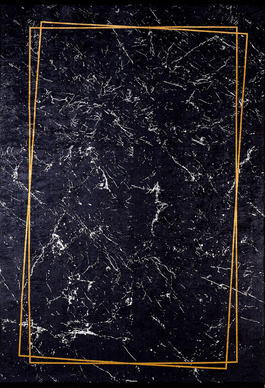 Black and Gold Modern Abstract Area Rug – image 2