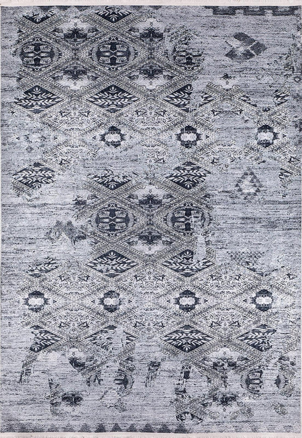 Antrasit Gri Dokulu Modern Halı - Yıkanabilir - Kaymaz Taban - Pati Dostu