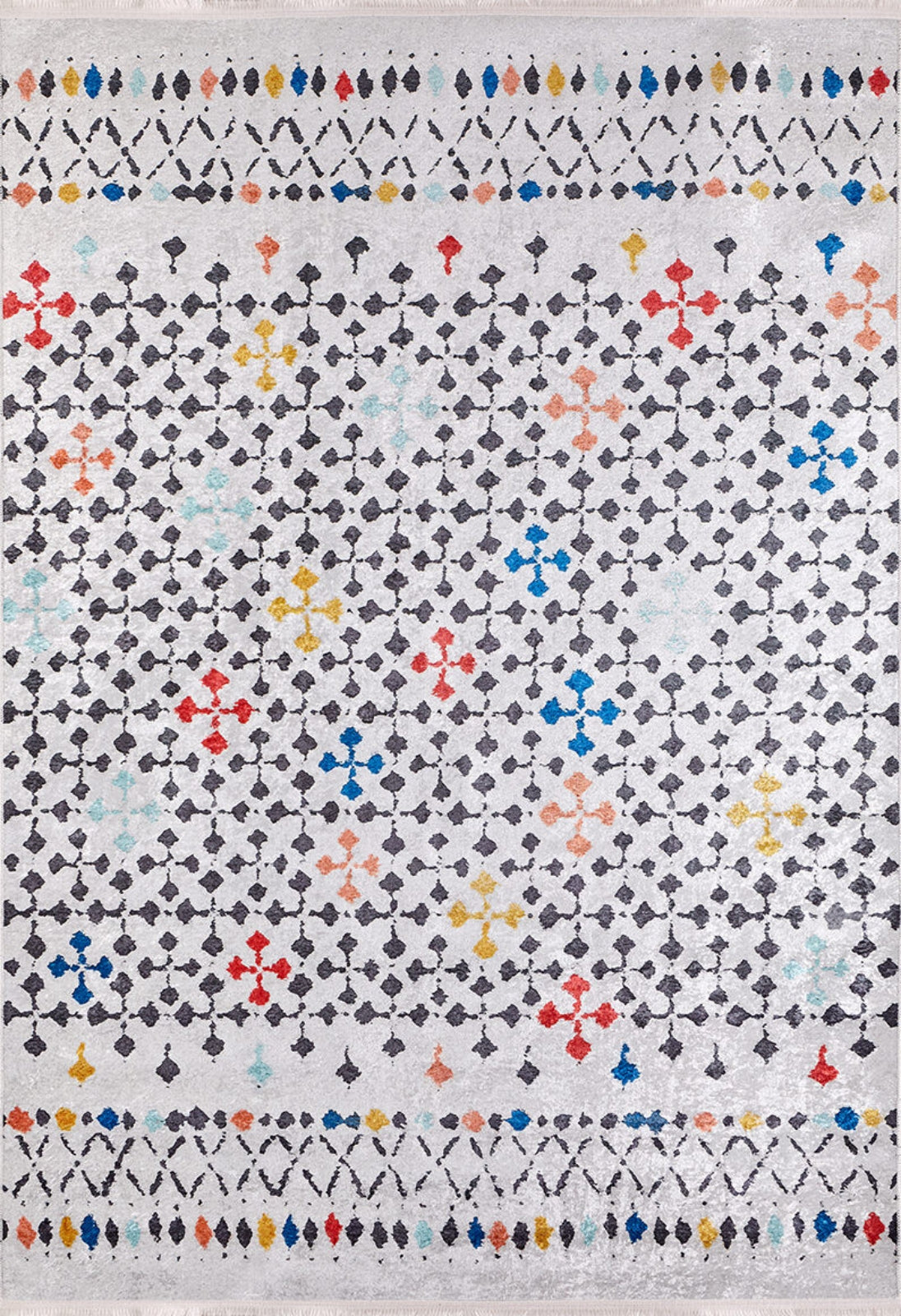 Reutov Beyaz Modern Dijital Baskı Halı Halınet