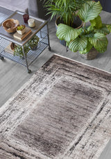 Beige Brown Modern Living Room Rug Plain - Polyester