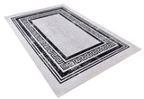 Light Grey Black Modern Geometric Living Room Rug - Polyester Machine Woven