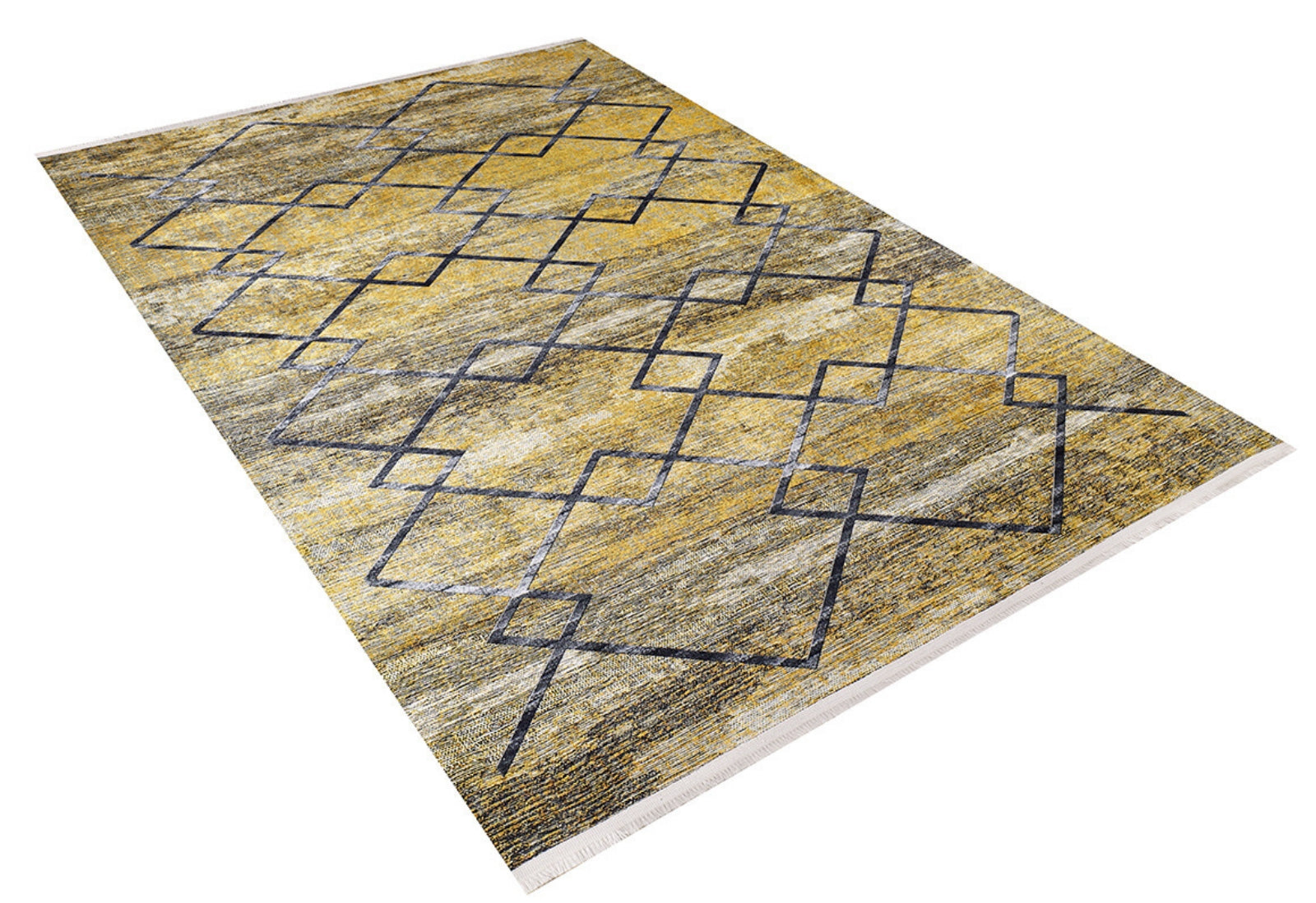 Izberbas Sarı Geometrik Dijital Baskı Halı Halınet