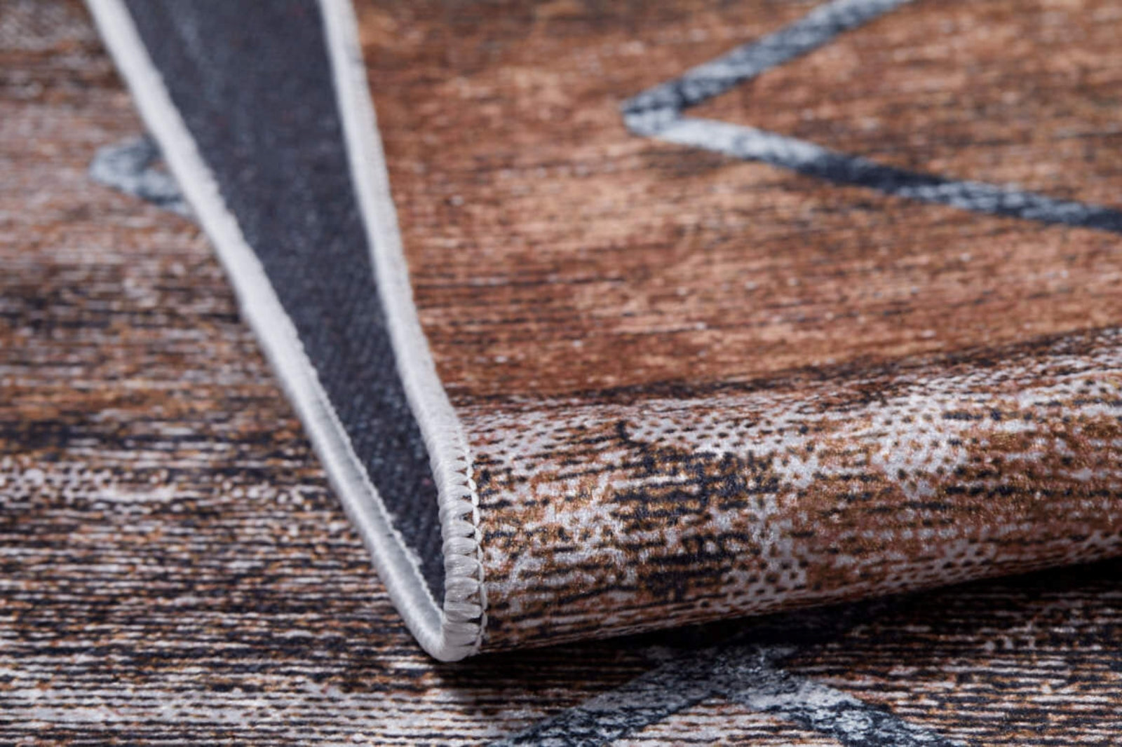 Vidnoye Kahverengi Geometrik Dijital Baskı Halı Halınet