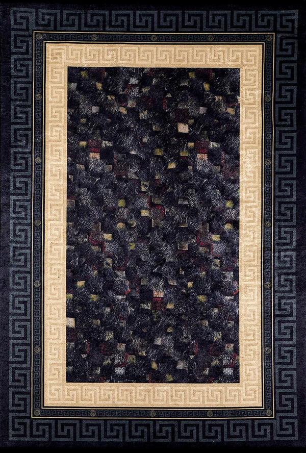 Gold Krem Bordürlü Modern Halı - Yıkanabilir - Kaymaz Taban - Pati Dostu