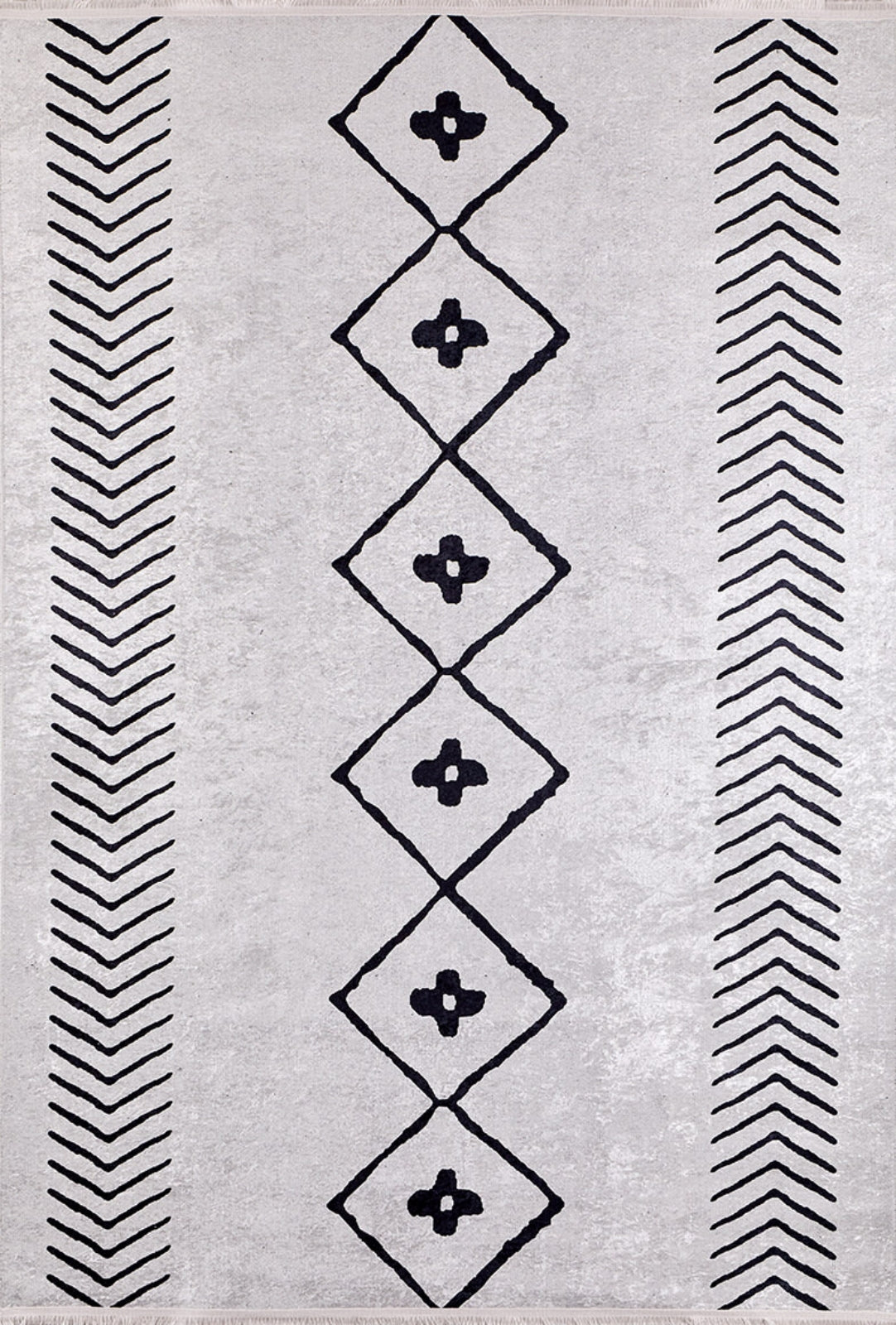 Ilimsk Gri Geometrik Dijital Baskı Halı Halınet