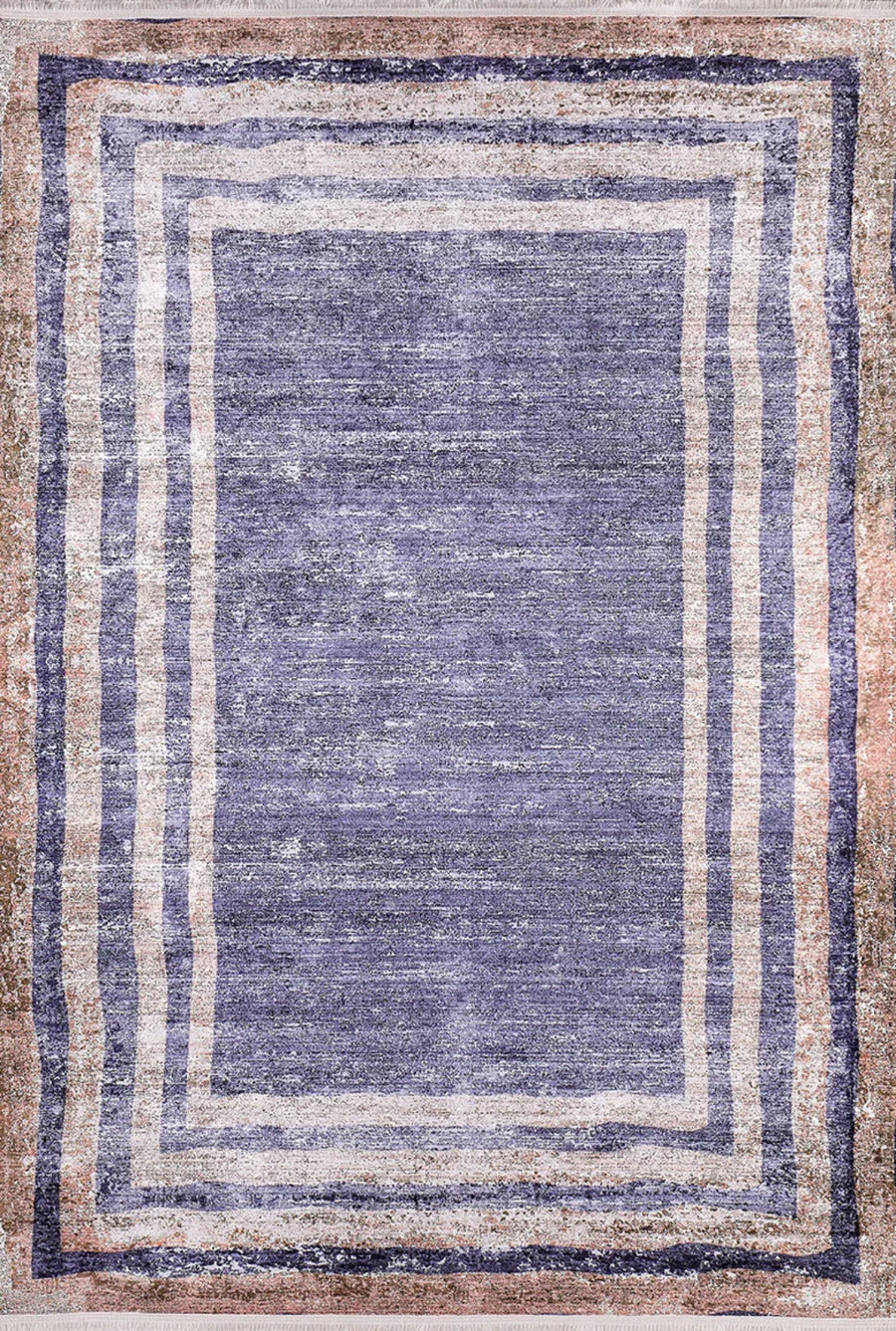 Navy Blue & Beige Geometric Area Rug, Machine Washable – in the living room