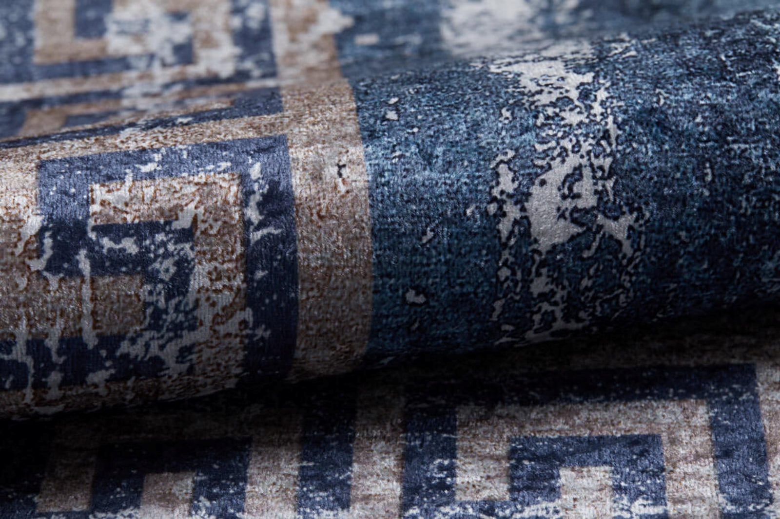 Scyokino Mavi Çerçeveli Dijital Baskı Halı Halınet