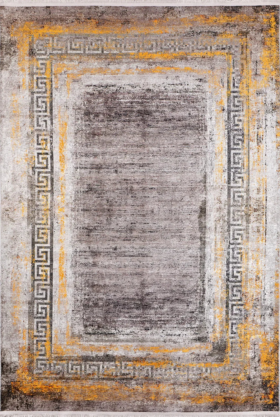 Antrasit Gri Bordürlü Modern Halı - Yıkanabilir - Kaymaz Taban - Pati Dostu