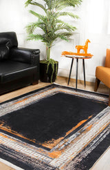 Outlet Digital bedruckter Teppich Schwarz - Orange Polypropylen 160x200 cm
