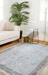 Light Gray Brown Distressed Living Room Rug - Polyester
