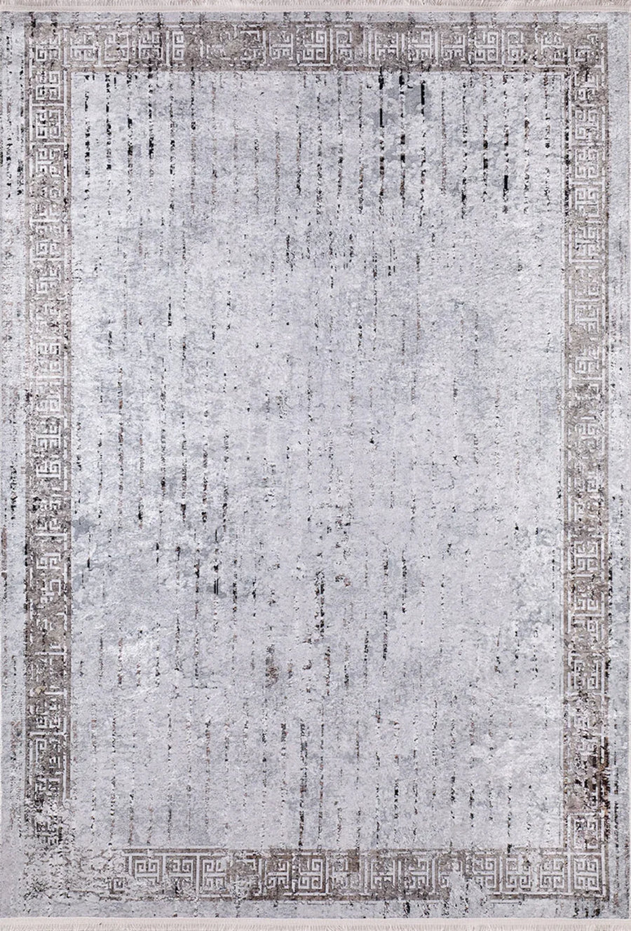 Grey and Anthracite Geometric Distressed Rug – in the living room