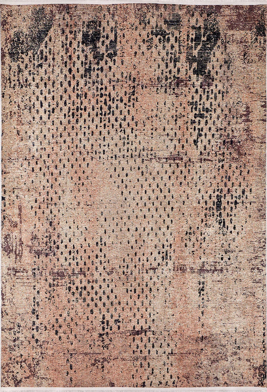 Red and Anthracite Abstract Area Rug, Machine Washable & Non-Slip – in the living room