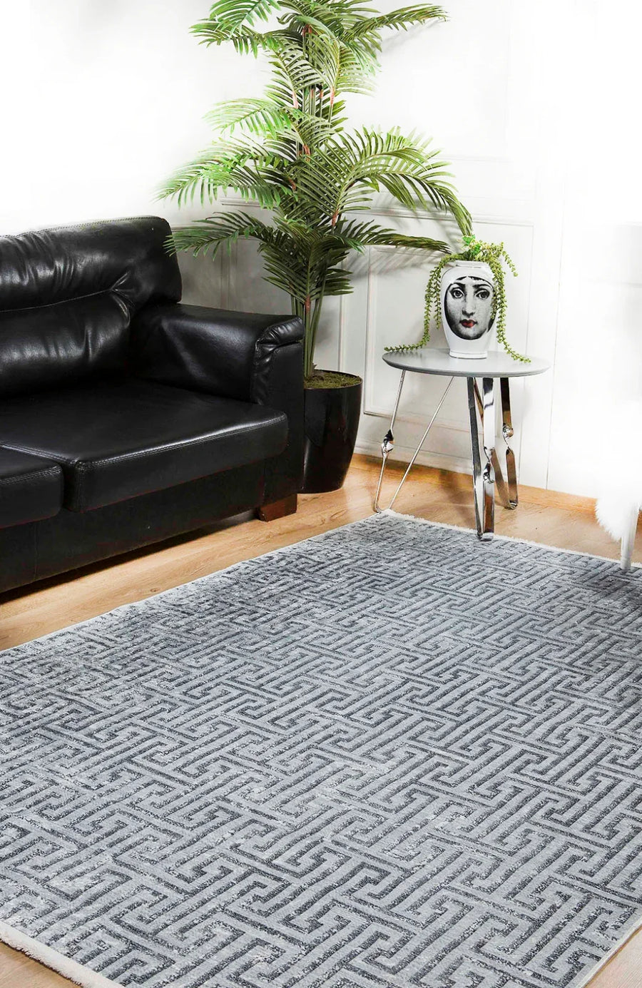 Gri Düz Modern Halı - Yıkanabilir - Kaymaz Taban - Pati Dostu