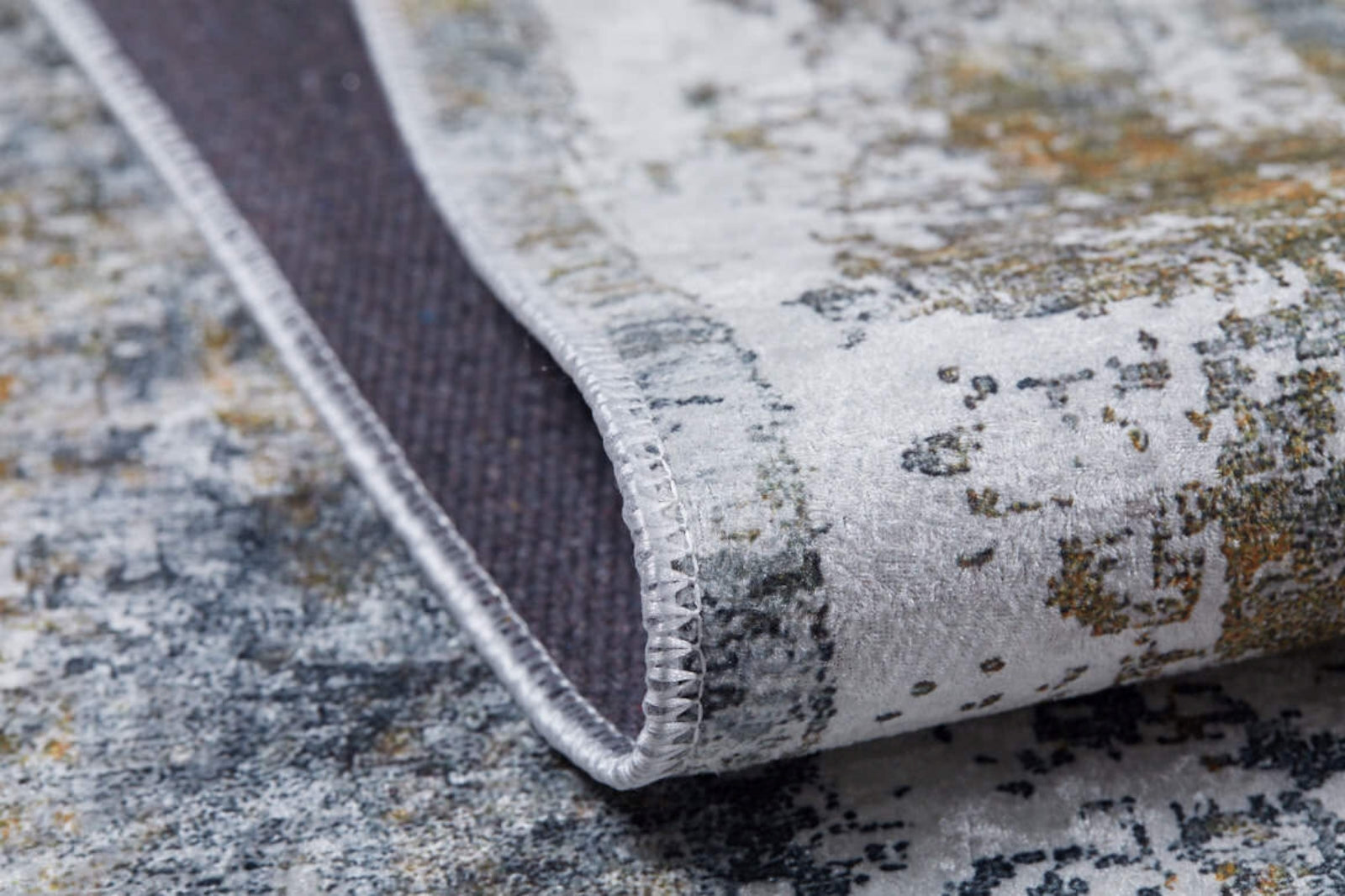 Kotlas Gri Modern Dijital Baskı Halı Halınet