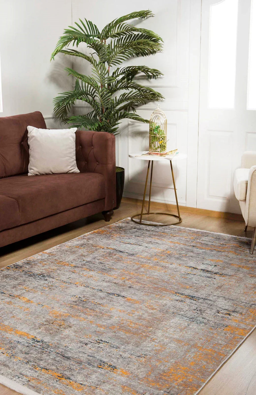 Vizon Eskitme Modern Halı - Yıkanabilir - Kaymaz Taban - Pati Dostu