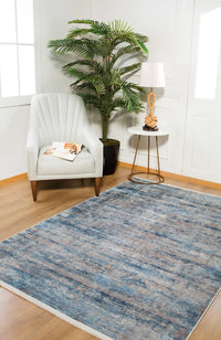 Mavi Gri Modern Salon Halısı HLN1304
