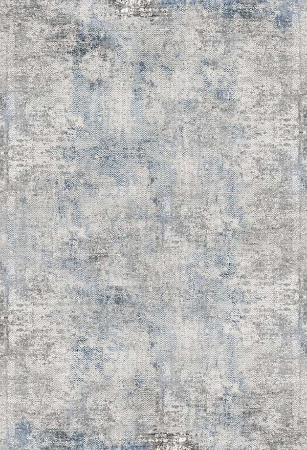 Gri Mavi Dokulu Minimalist Halı - Yıkanabilir - Kaymaz Taban - Pati Dostu