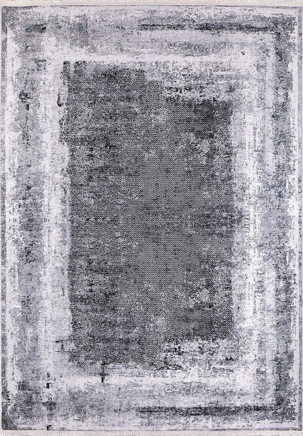 Beyaz Gri Dokulu Modern Halı - Yıkanabilir - Kaymaz Taban - Pati Dostu