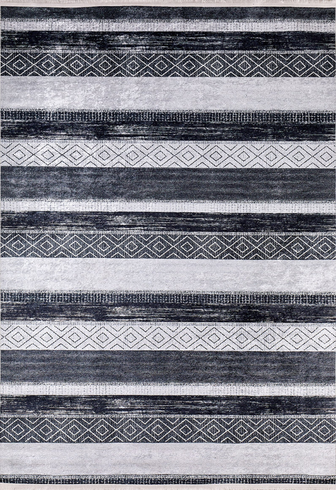 Oktyabrski Antrasit Çizgili Dijital Baskı Halı Halınet