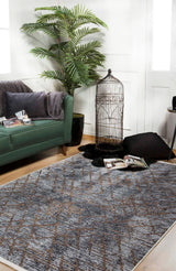 Gray Black Modern Living Room Rug - Polyester Digital Print